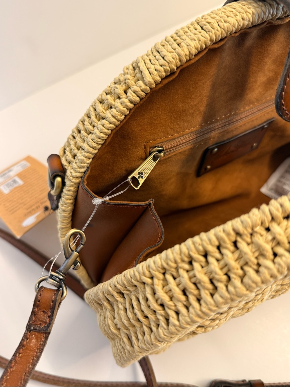 Patricia Nash Vintage Style Susella Wicker Crossbody Bag Natural Straw /Leather - Picture 9 of 10